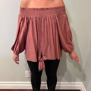 Mauve/pink off shoulder blouse